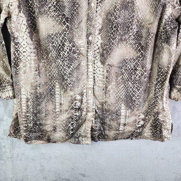 Womens Lauren Ralph Lauren Shirt Blouse Snakeskin Button Down 3/4 Sleeve Size 2X - Picture 3 of 10